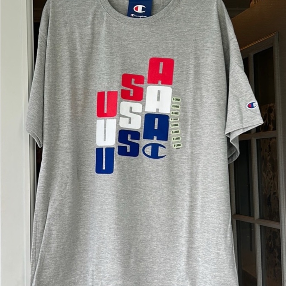 🔥Champion Gray USA Graphic Men's T-Shirt🚨🔥USA!!!!🇺🇸🇺🇸🇺🇸